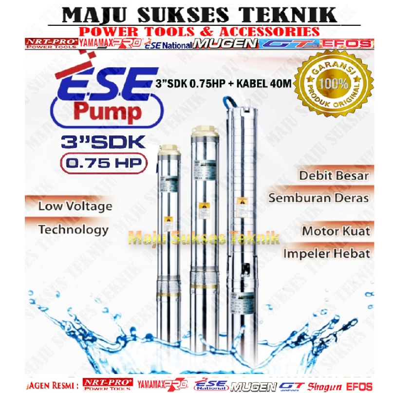 ESE National 3" SDK Pompa Celup Satelit 3 Inch 0.75Hp / 0.75 Hp Pompa Sible Submersible Pump 3Inch +