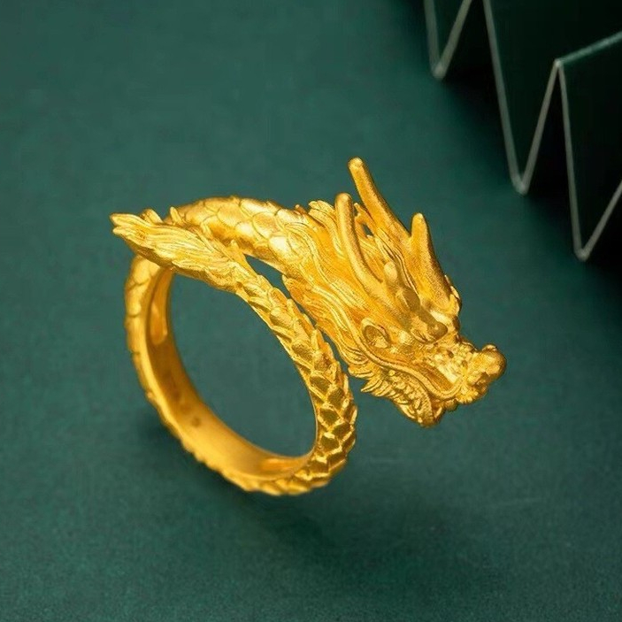 Cincin Naga Gold Dan Burung Phoenix Pria Wanita / CIncin Naga Melingkar Warna Emas / Cincin Model Na