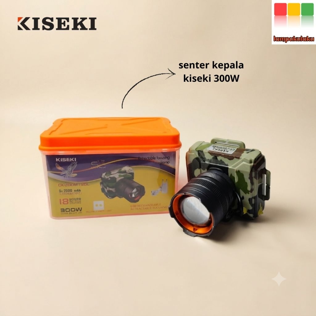 Senter Kepala Headlamp 300W Dual Color Kiseki CK-ZOOM12DL