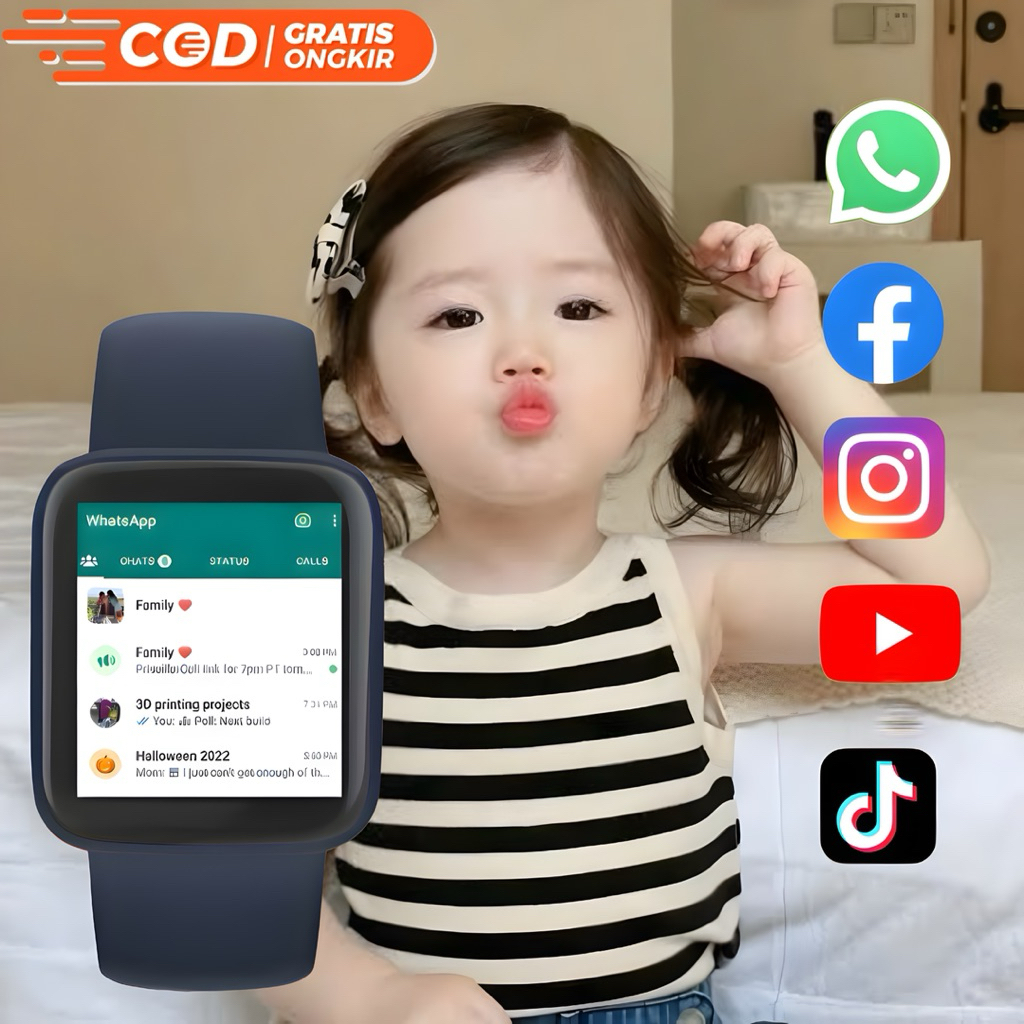 TERLARISS!! Jam Tangan Pintar HP Tahan Air Bisa Watshapp Telpon Smartwatch Anak Anak Dewasa Pria Wan