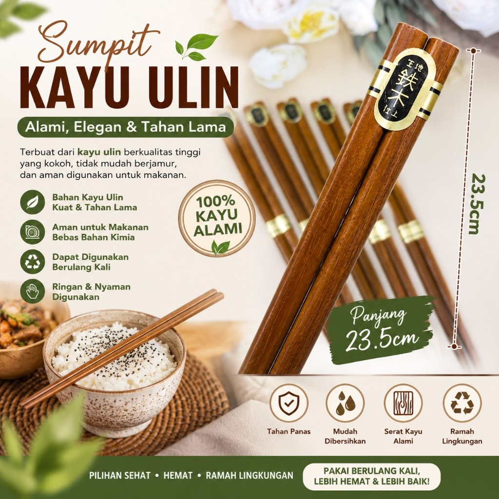 Sumpit Kayu Lancip Sumpit Kayu Jepang Korea Sumpit Kayu Ulin Sumpit Lancip