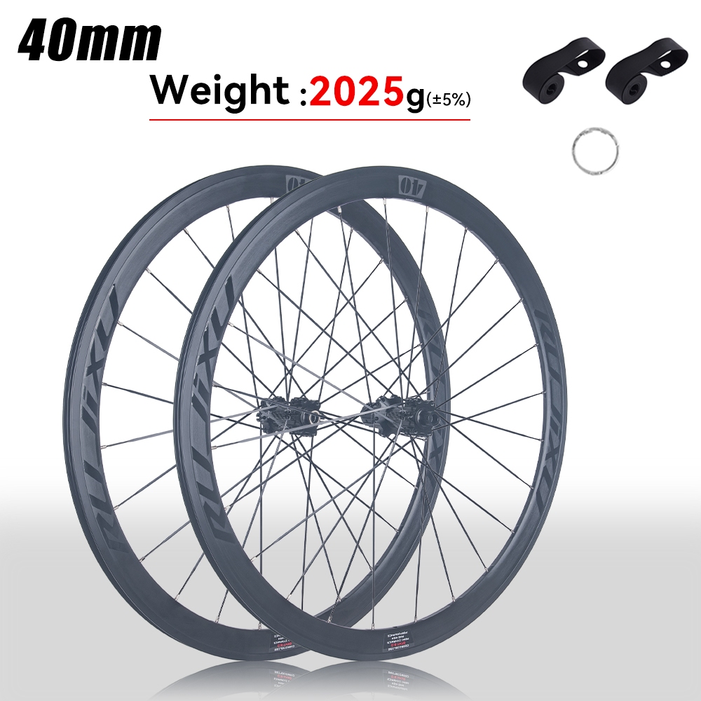 Rujixu Wheelset 54T Ratchet Road Bicycle 700C Wheel 40MM 50mm Carbon Hub Alloy Rim Barke disc brake 
