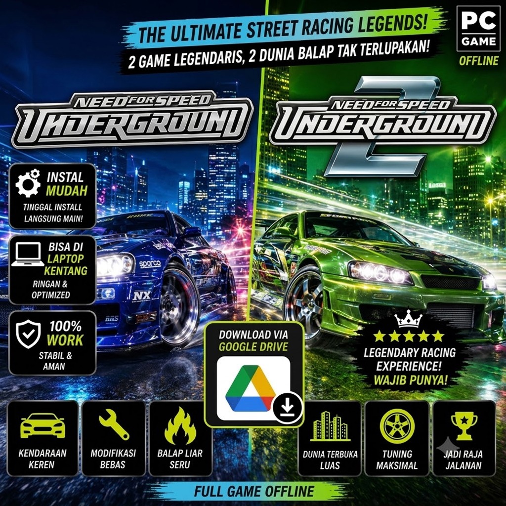 (RDP) NFS UNDERGROUND 1 |NFS UNDERGROUND 2 | 2004 - GAME PC
