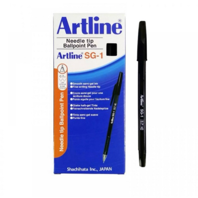 BALLPOINT ARTLINE PEN PULPEN 0.7 MM PEN GEL HITAM( 1 LUSIN )