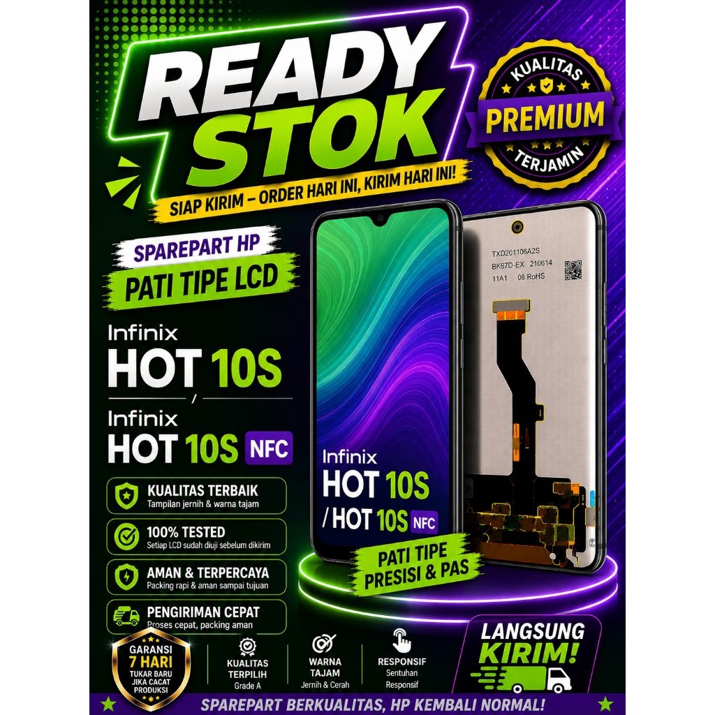 LCD TOUCHSCREEN INFINIX HOT 10S/INFINIX HOT 10S NFC ORIGINAL FULLSET