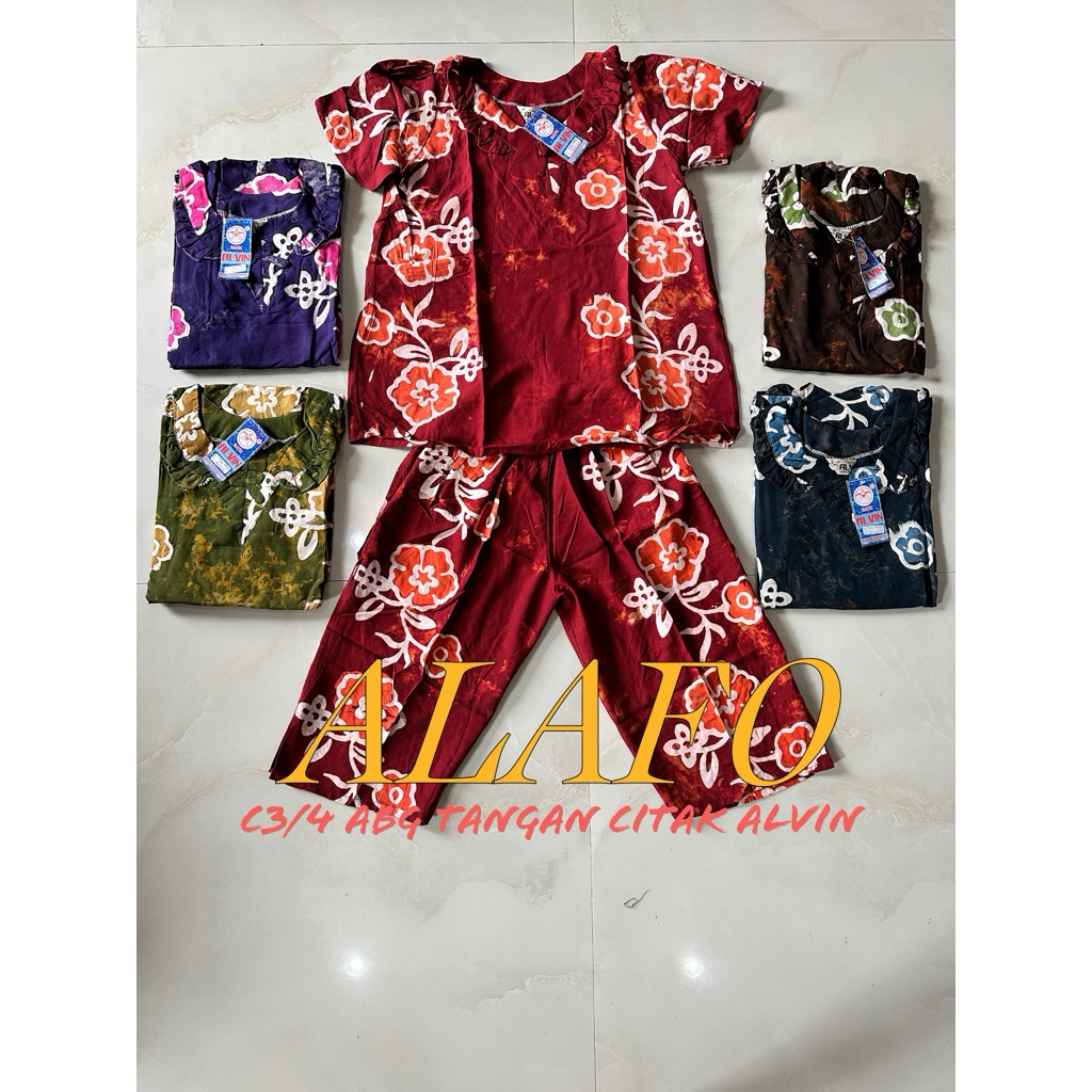 BAJU TIDUR NYAMAN C3/4 ABG TANGAN BATIK ALVIN CITAK