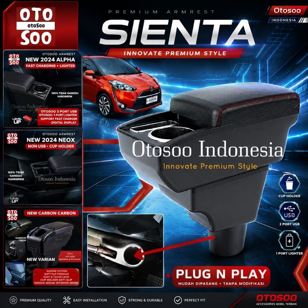 ARMREST SIENTA- CONSOLE BOX  SIENTA- OTOSOO ARMREST SIENTA-sandaran tangan toyota sienta