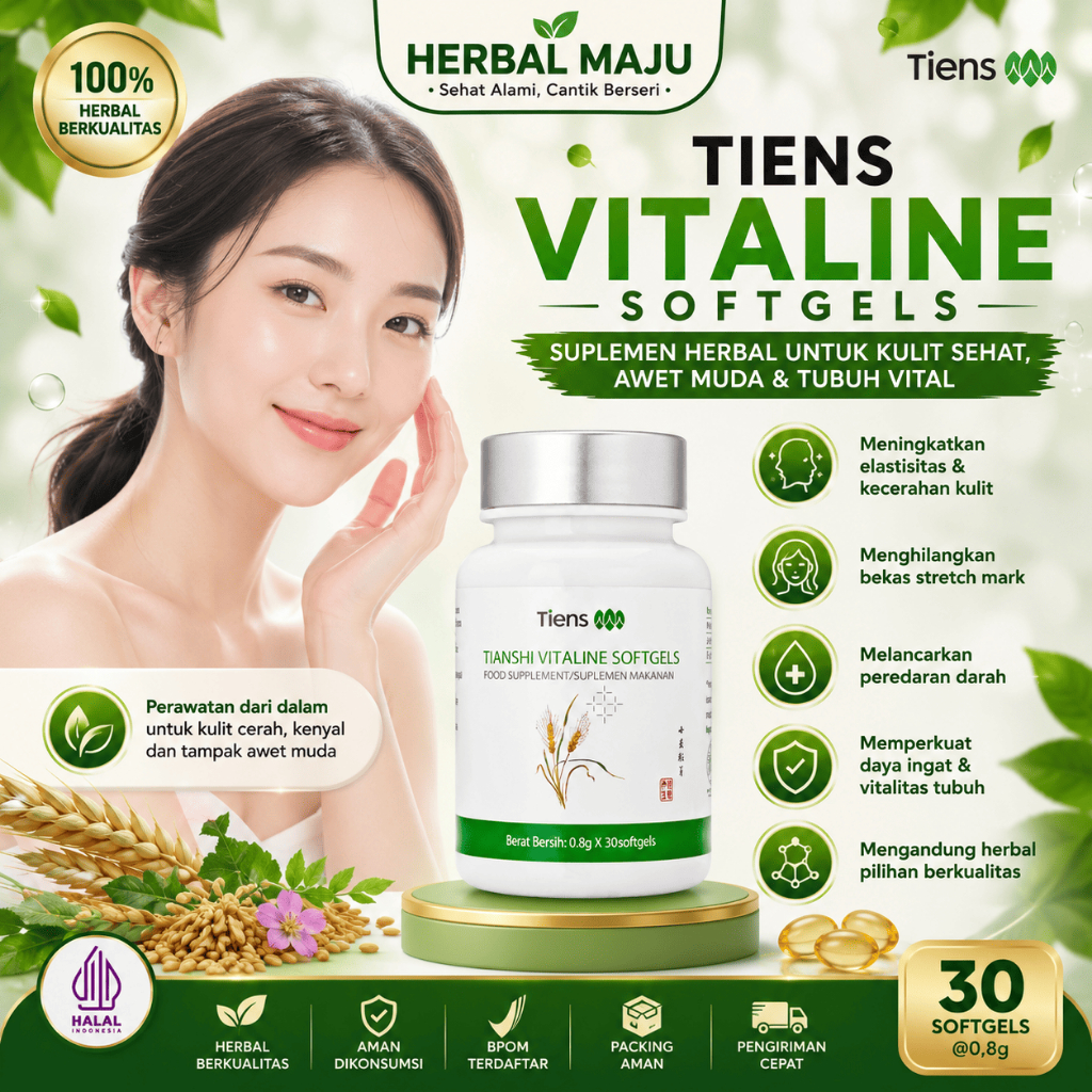 Tianshi Vitaline Softgels Tiens Vitamin Perawatan Kulit Dari Dalam Dan Stretch Mark 30 Kapsul Halal