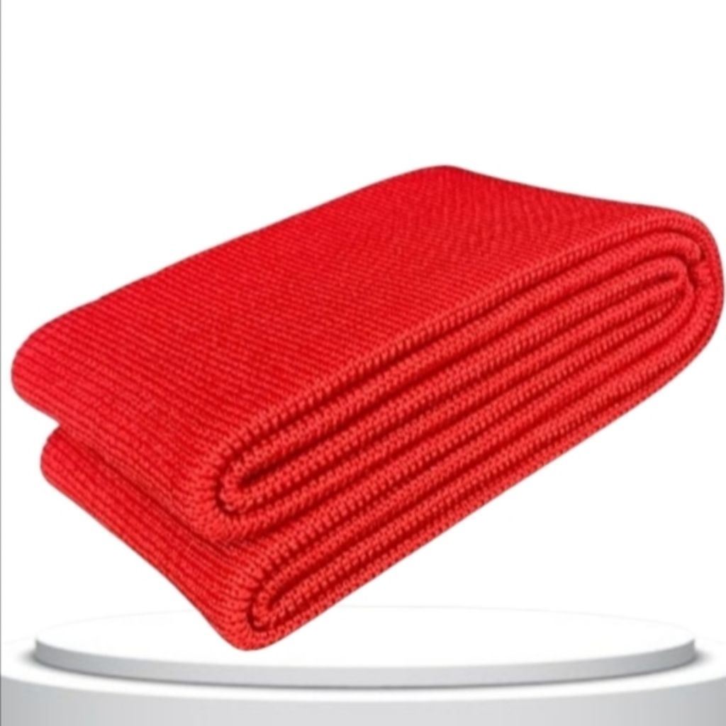 Kain Rib Bur polyester untuk jaket warna merah perlembar
