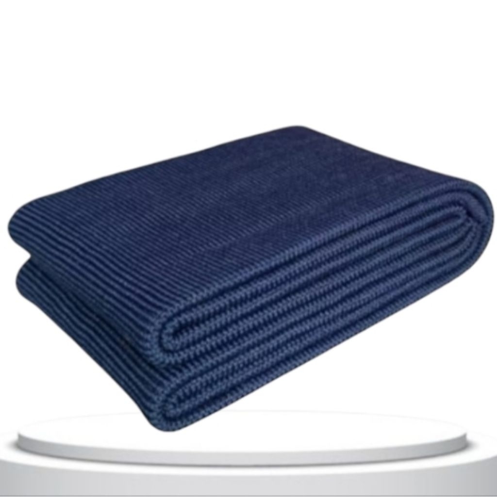 Kain Rib Bur polyeser warna navy untuk jaket lengan pinggang kerah