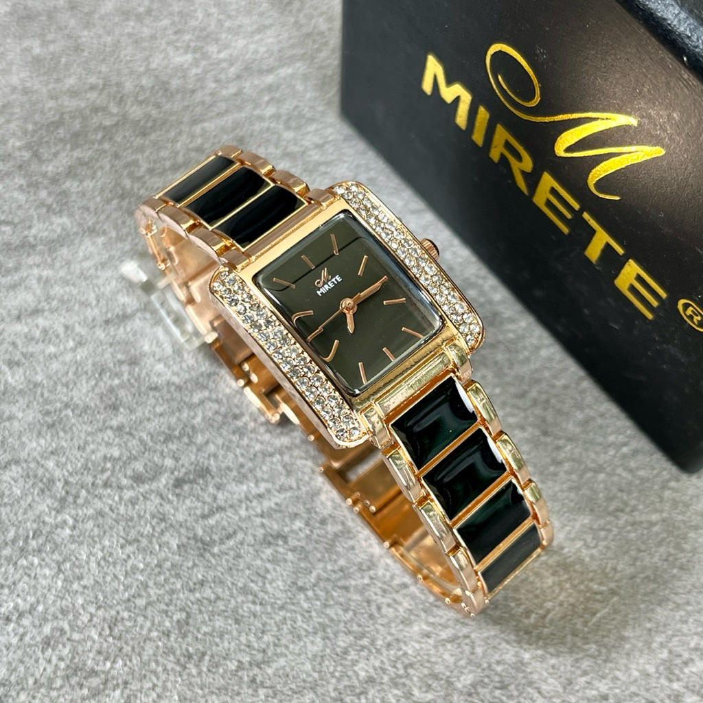 Jam Tangan Wanita MIRETE Original Fashion Elegan Rose Gold Putih | Waterproof ( percikan air ) Stain