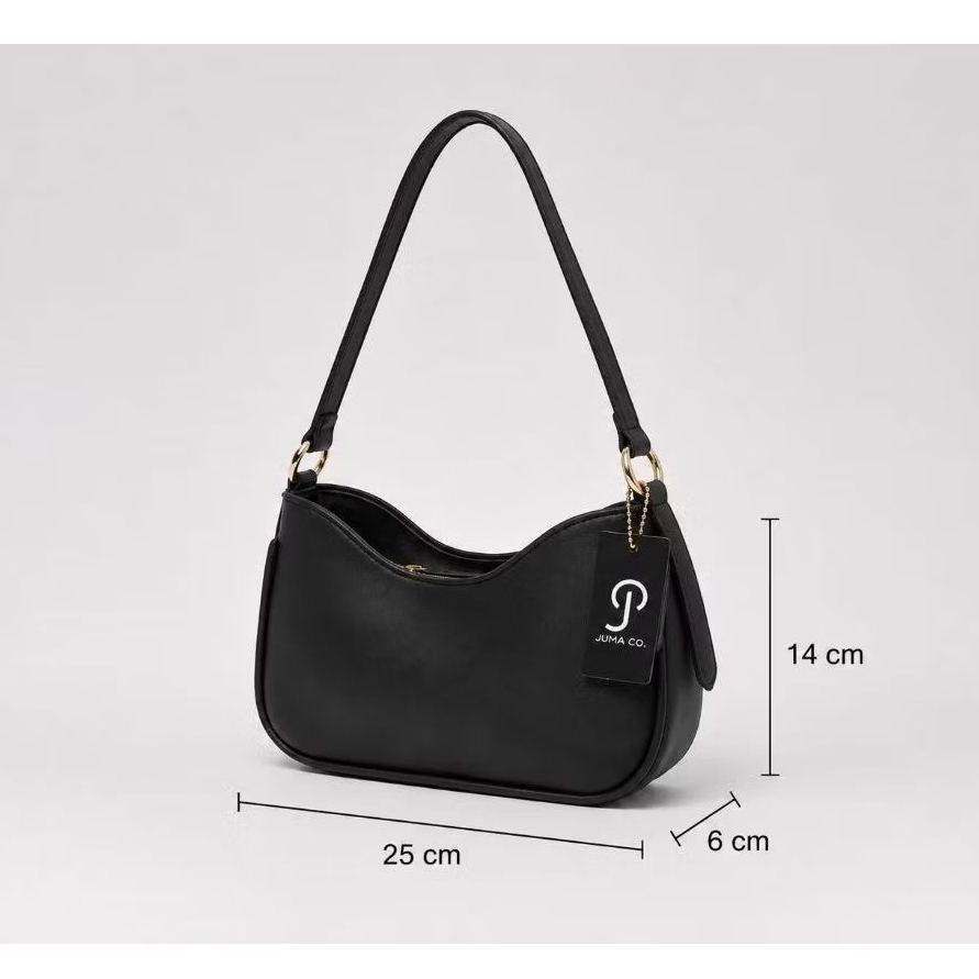 JUMA CO Tas Wanita Shoulder Bag Hitam Polos Elegan Tas Bahu Cewek Kondangan Kerja Kuliah