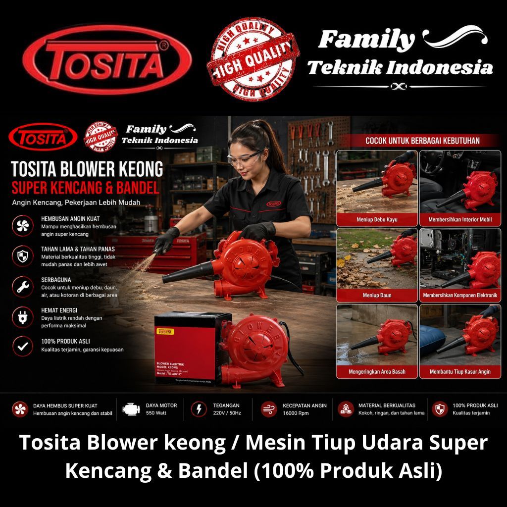 Tosita Blower keong / Mesin Tiup Udara Super Kencang & Bandel 2.5 inch (100% Produk Asli)