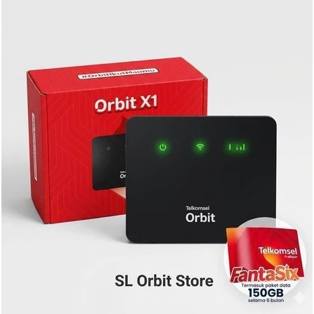 Modem Internet Orbit X1 Hitam Telkomsel, Paket Data 150GB, Desain Minimalis