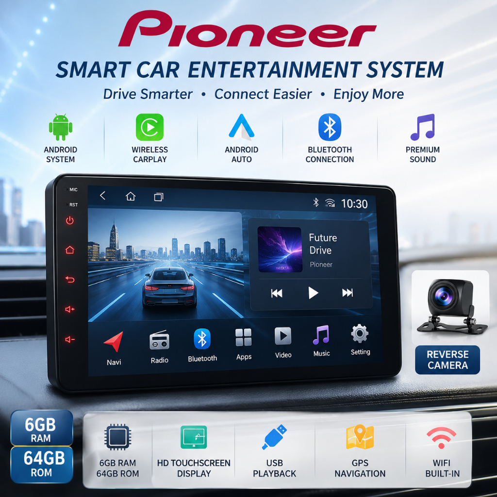 Pioneer Android Car Player 9/10 Inch 6GB+64GB MP5 Player Support CarPlay Android Auto Free Kamera Mu