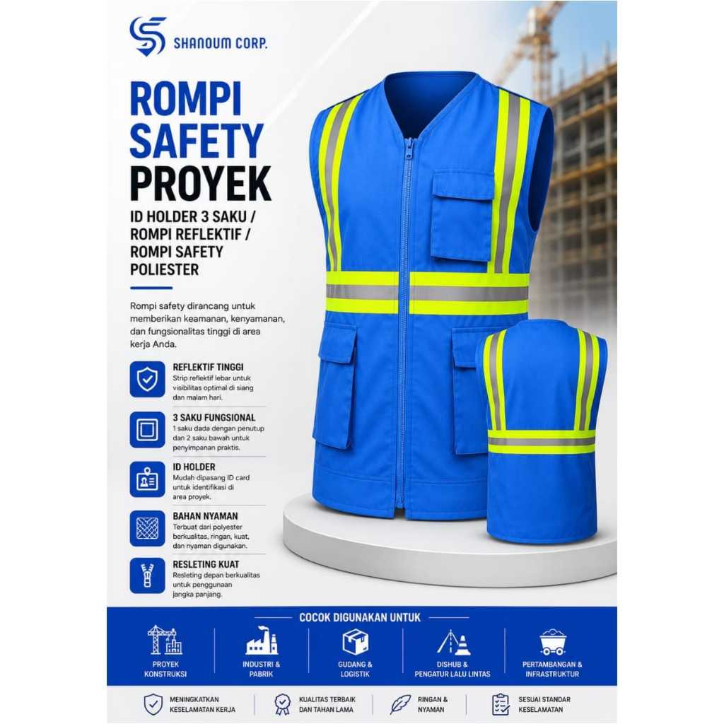 Rompi tactical - rompi cargo - vest pria casual - rompi safety proyek - rompi vest lapangan - rompi 