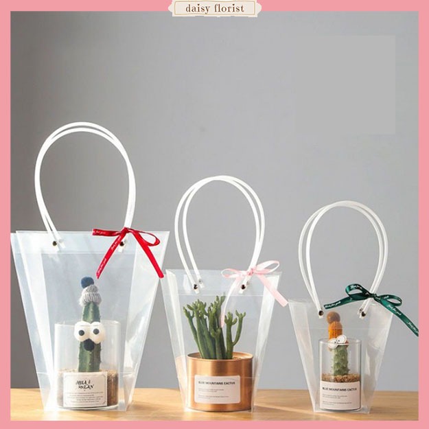 Tas hampers Tas Souvenir Goodie Bag Tas Mika Plastik Bunga Polos Bening KB1006