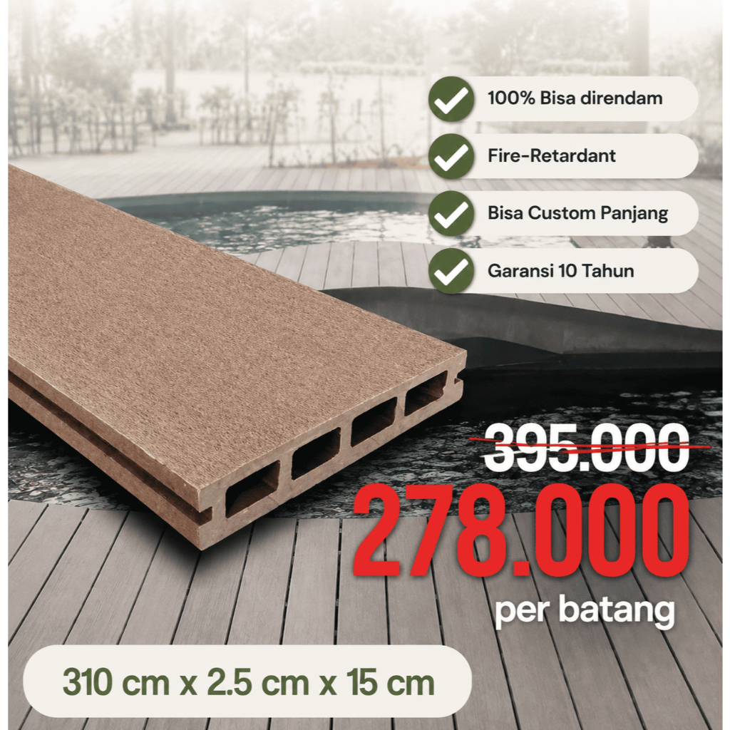 Plana wood HPC Decking Lantai kayu outdoor Substitusi WPC