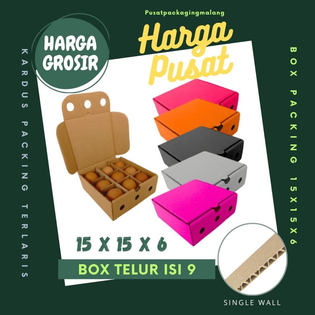 Kardus 15x15x6 LD Box 15x15x6 LD Dus Telur Isi 9 15x15x6 LD Packing Tray Endog Asin Pusat Packaging
