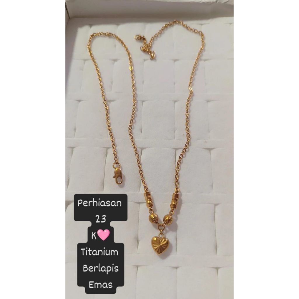 kalung titanium berlapis emas kait s