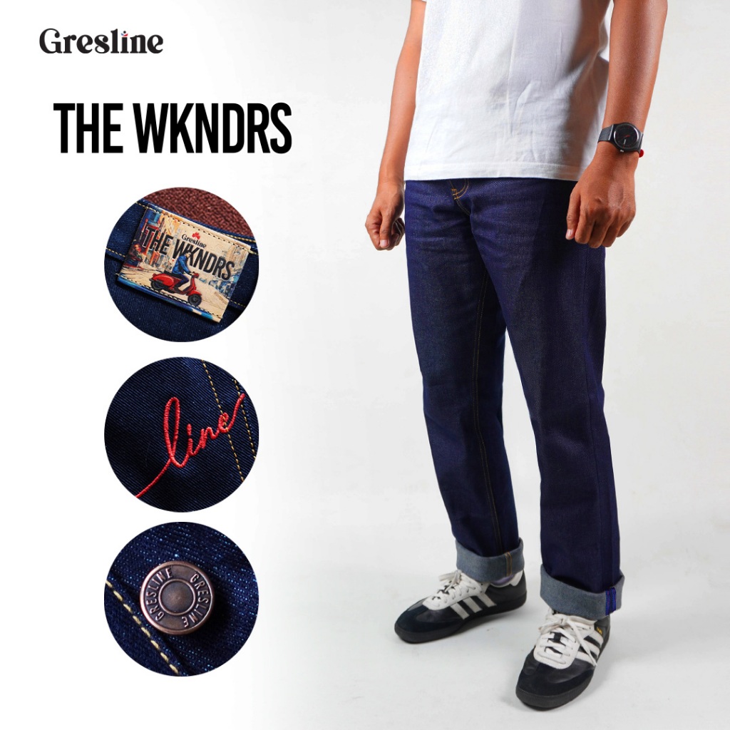 GRESLINE THE WKNDRS 16 OZ BLUE INDIGO SLIM STRAIGHT JEANS