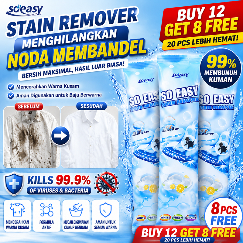 [Buy 12 Free 8] So Easy Oxy Bubuk | Penghilang Noda Baju Membandel, Jamur & Keringat | Oxygen Bleach