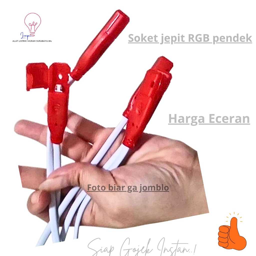 SOKET RGB MERAH EVATECH Soket RGB Model Jepit Colokan Lampu Strip PANJANG 26 CM