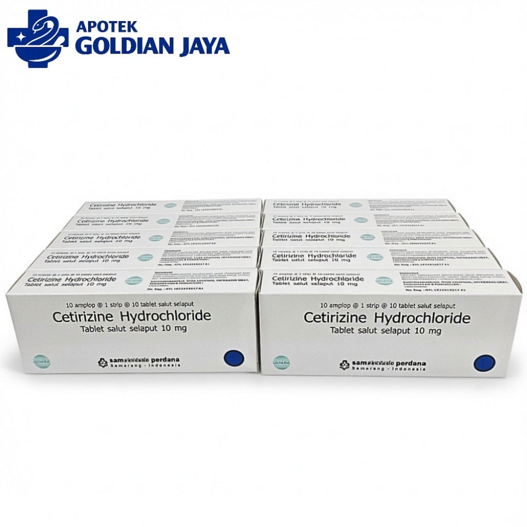 10 BOX CETIRIZINE HYDROCHLORIDE 10mg - Obat Gatal Alergi Biduran & Pilek Alergi