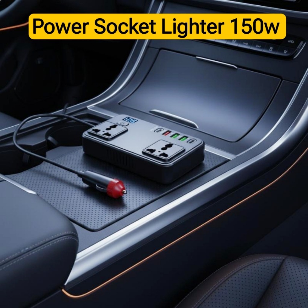 Power Socket Lighter Mobil 12/24V Power 150W Voltmeter Digital USB Fast Charging C15