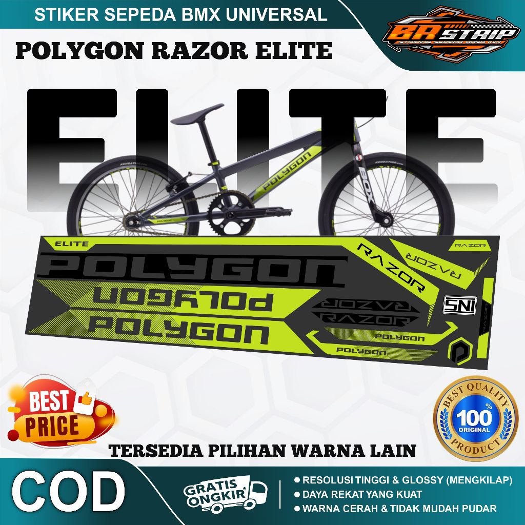 (COD) sticker striping sepeda polygon razor elite bukan rogue  BMX 18 20 decal glossy lentur anti ai