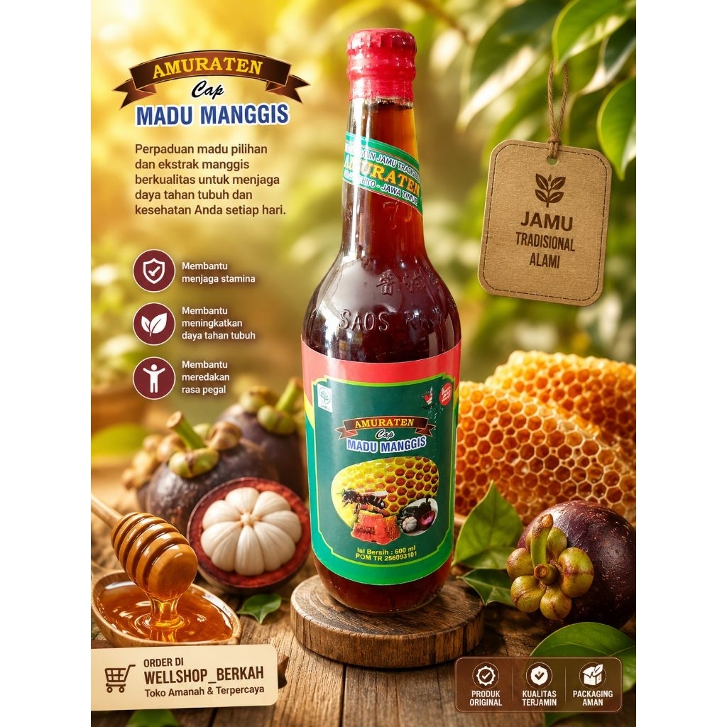Jamu Amuraten Cap Madu Manggis gratis buble wrap+ kardus