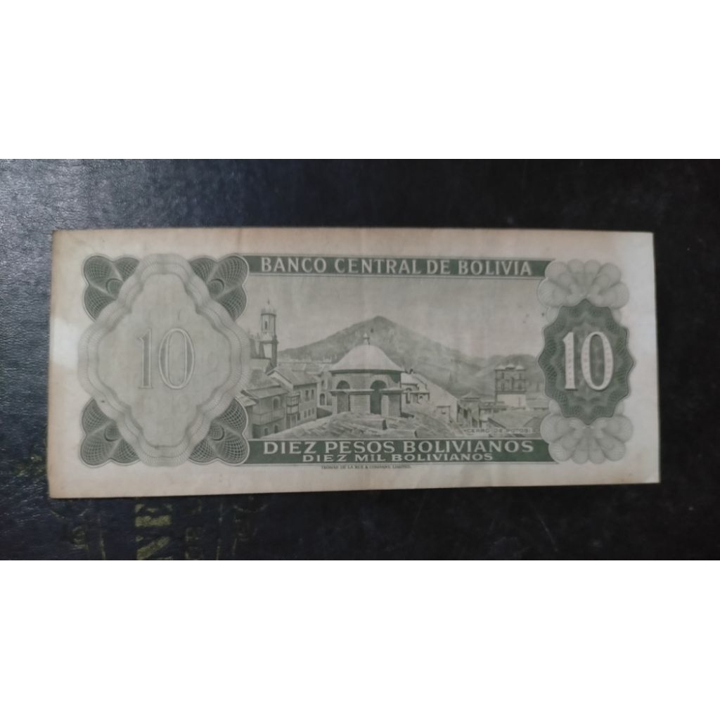 langka uang 10 peso Bolivia 1962