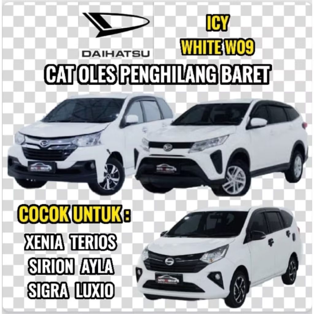 Cat OLES mobil Daihatsu warna putih solid Xenia,Terios,Sigra rocky dan Alya