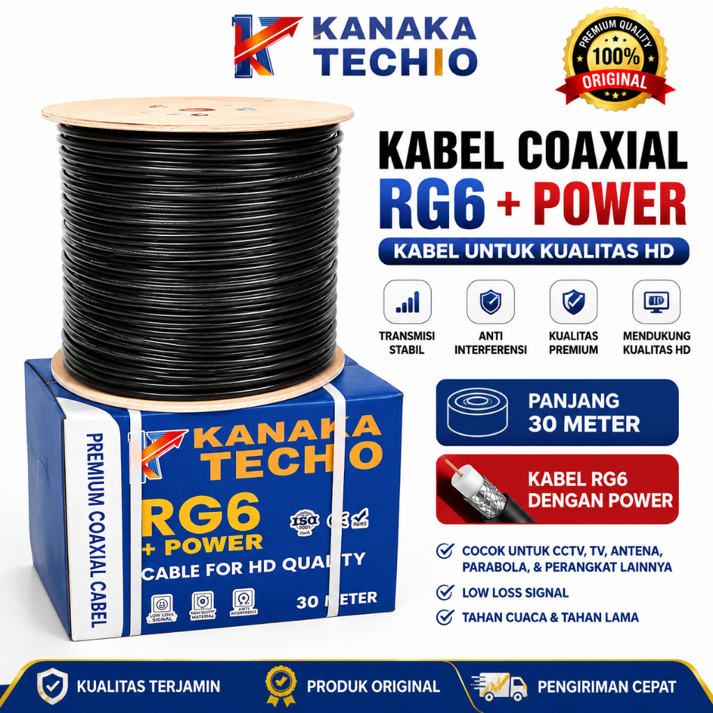 Kabel RG6 untuk CCTV 300meter merk Kaneka.