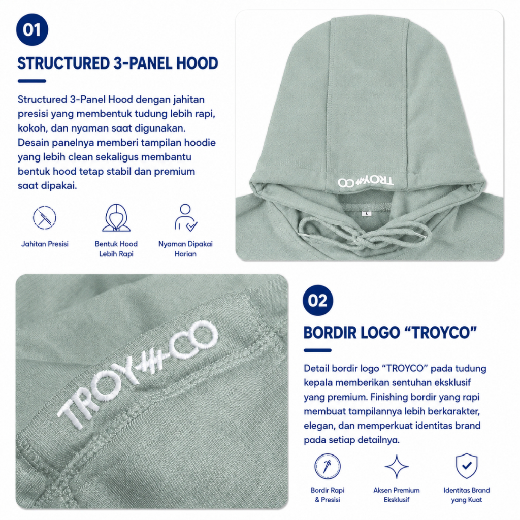 Troy Company Hoodie Mint Hey Cute - Hoodie Hijau Mint KHD 2500