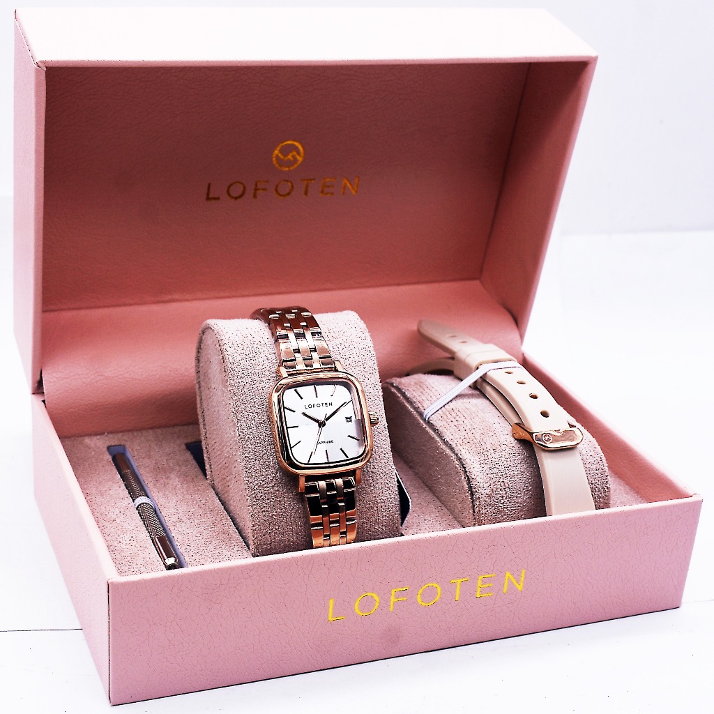 Jam Tangan Wanita LOFOTEN 2333 Stainless Steel + Extra Strap Silicone