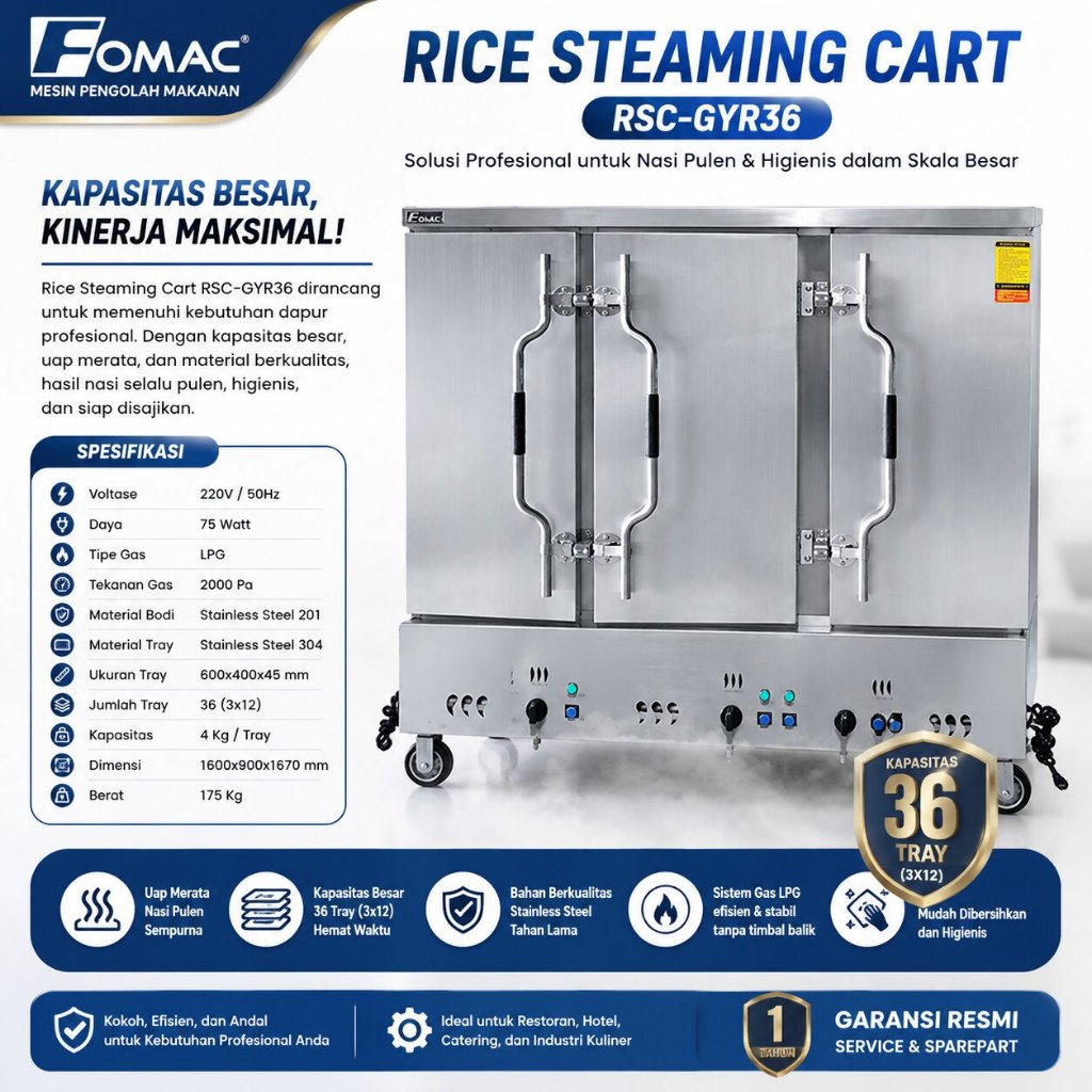 FOMAC MESIN PEMASAK NASI / GAS COOKER & RICE STEAMING (FOMAC) RSC-GYR36