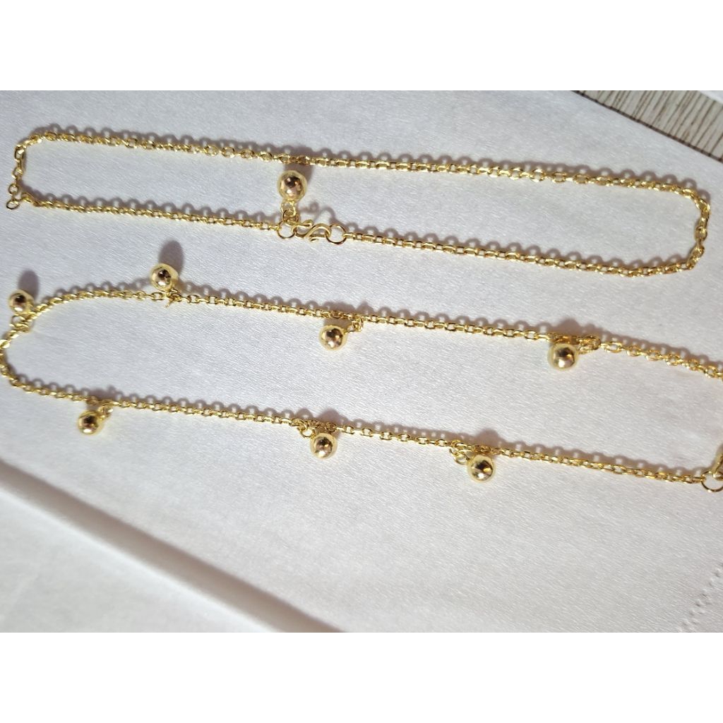 Gelang Emas Model Rantai Bulat Kadar 300, Gelang Emas Asli, Gelang Wanita Dewasa, Gelang Emas Model 