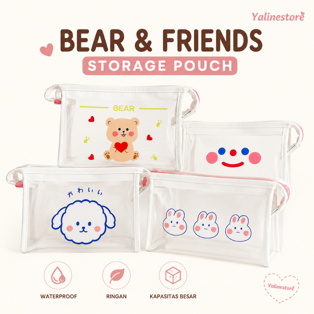 TRAVEL POUCH DOMPET MIKA MAKE UP TRANSPARAN RESLETING