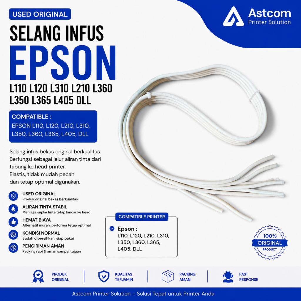 Selang Infus Printer Epson L110 L120 L210 L220 L300 L310 L350 L355 L360 L365 L405 Original Bekas Use