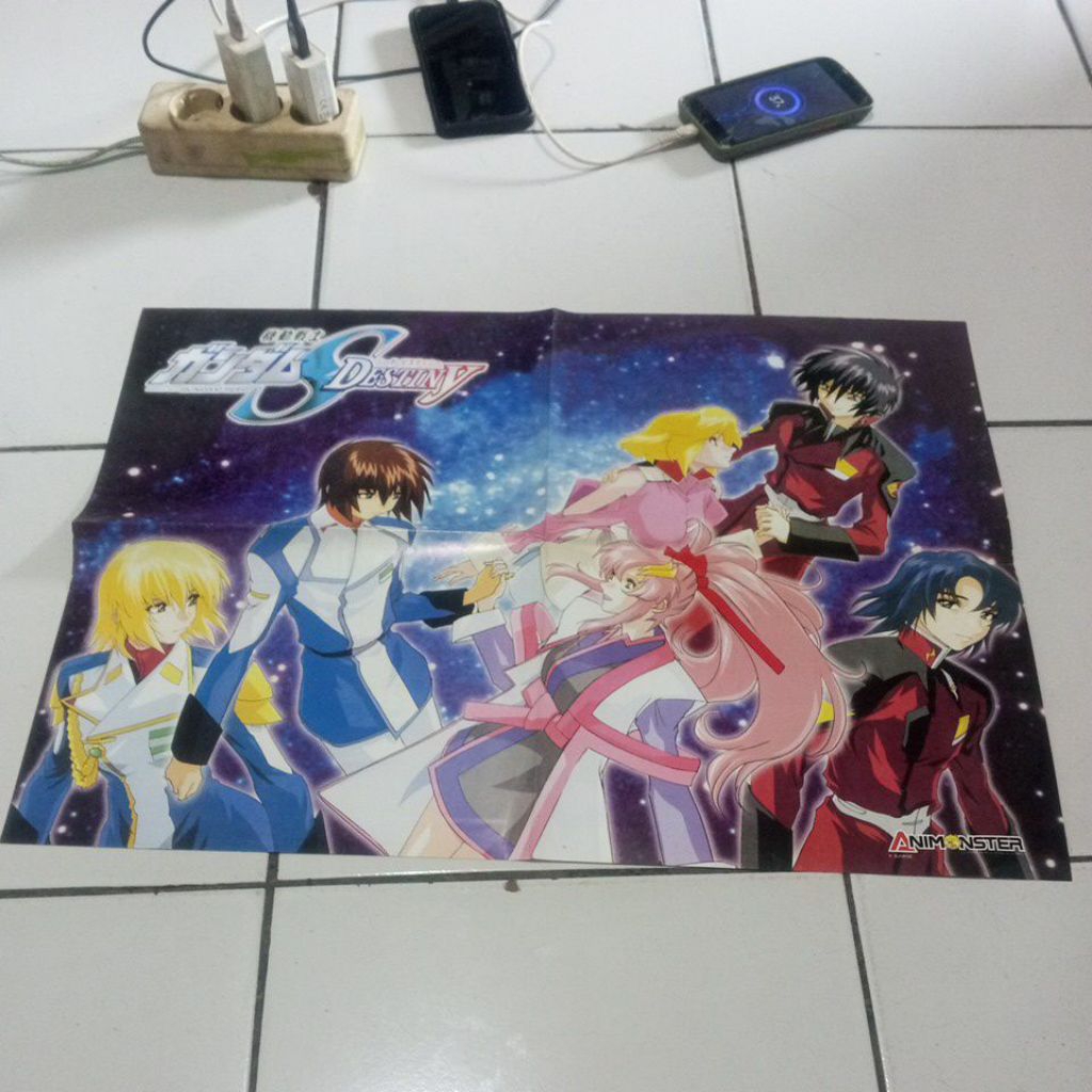 Poster Official Animonster Gundam SEED Destiny Original Jadul Vintage - Poster 2 Sisi Bolak-Balik Fu