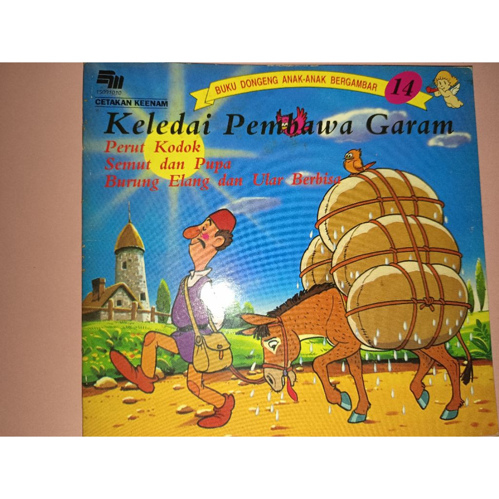 buku dongeng anak anak bergambar, keledai pembawa garam, perut kodok, semut dan pupa, burung elang d