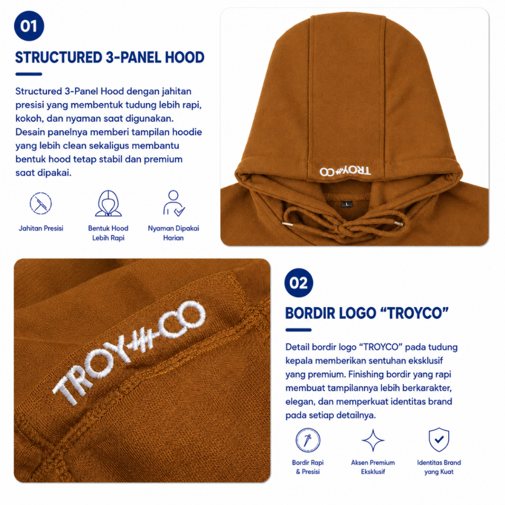 Troy Company Hoodie Mustard College - Hoodie Pria Kuning Mustard KHD 2503