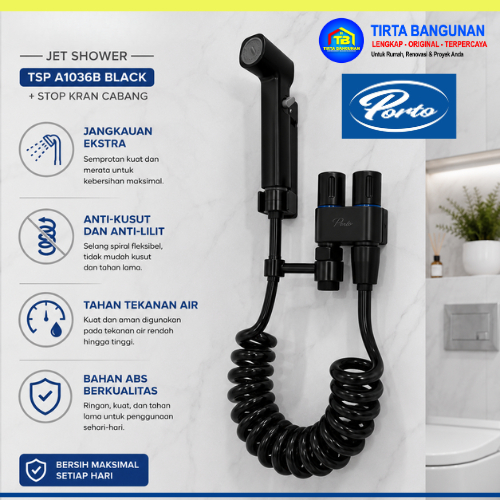 Jet Shower Kloset Duduk Porto Tsp A1034W A1035C A1036B Anti Kusut Tahan Tekana Air Bahan ABS