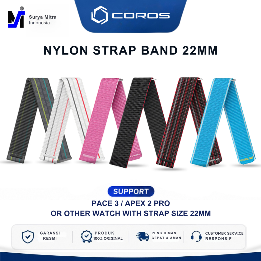 Coros Nylon Strap Band Pace 3 Watch 22mm