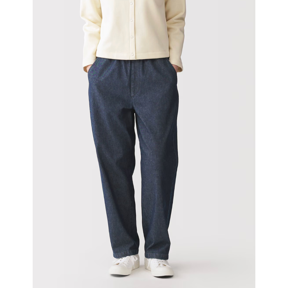 Women's Washed Denim Easy Tapered Pants Muji-Po
