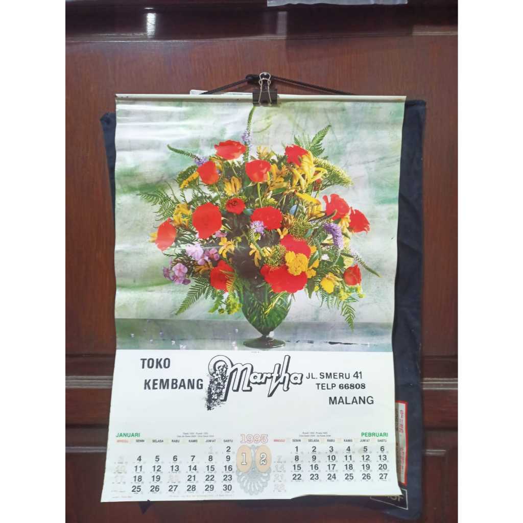 KOLEKSI KALENDER LAMA KALENDER JADUL KALENDER TAHUN 1993 TOKO KEMBANG MARTHA JL SEMRU 41 MALANG