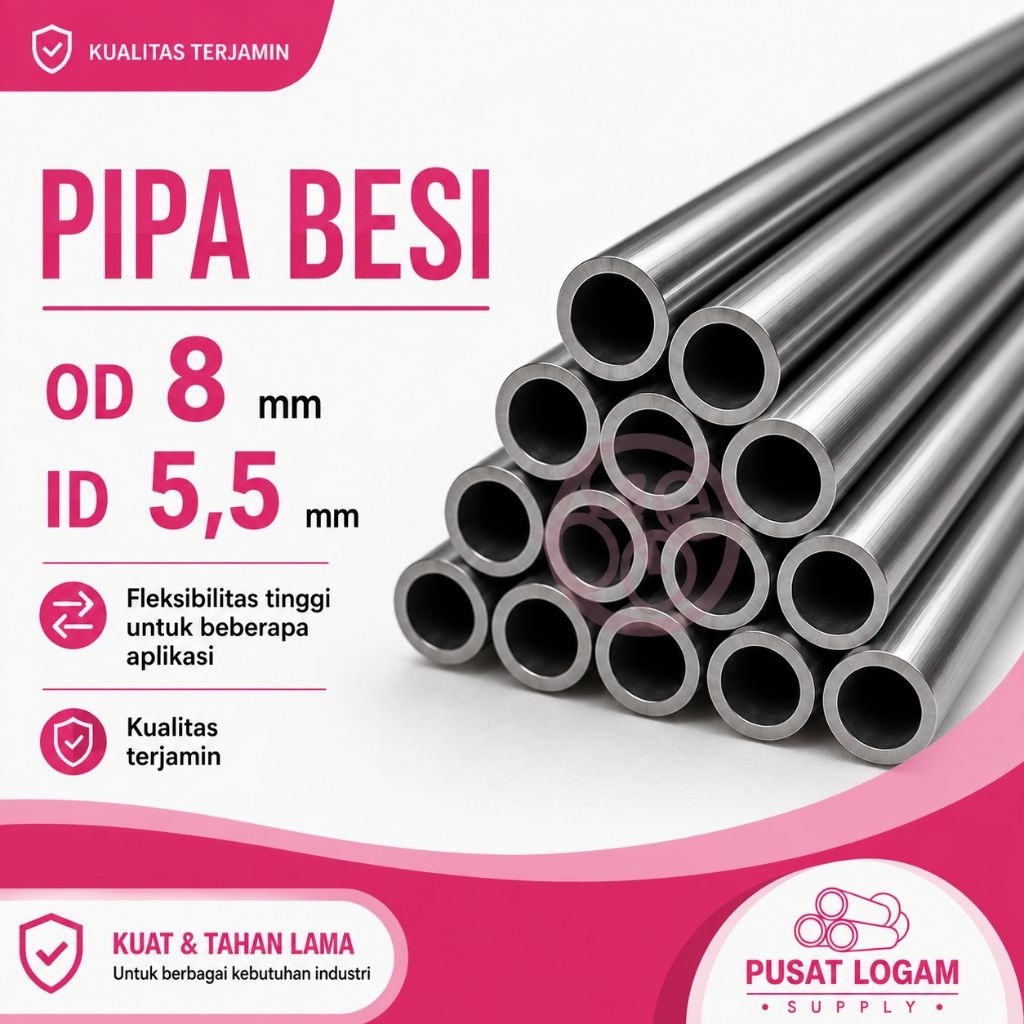 Pipa besi od 8mm id 5,5mm x 1000mm