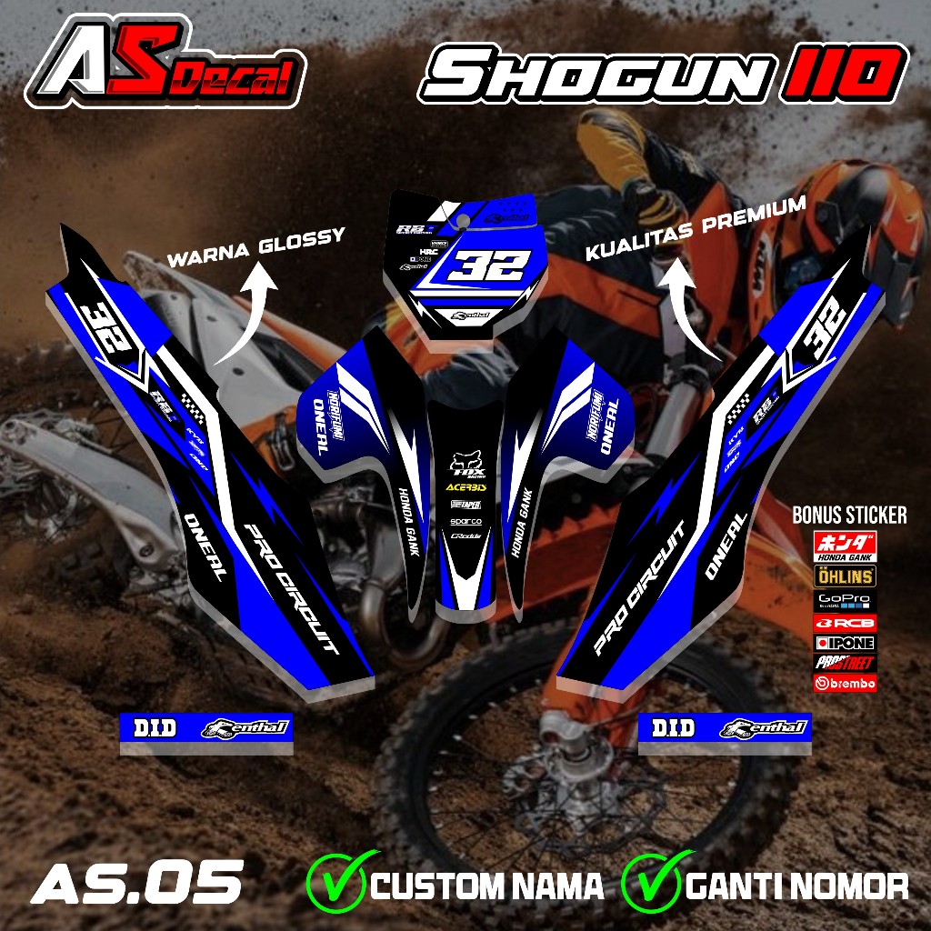 (Terbaru) Decal Sticker RBT MOTOR SHOGUN 110 MOTOR RBT BEBEK MODIF SUPERMOTO YZ CRF KLX KX KTM RBT N