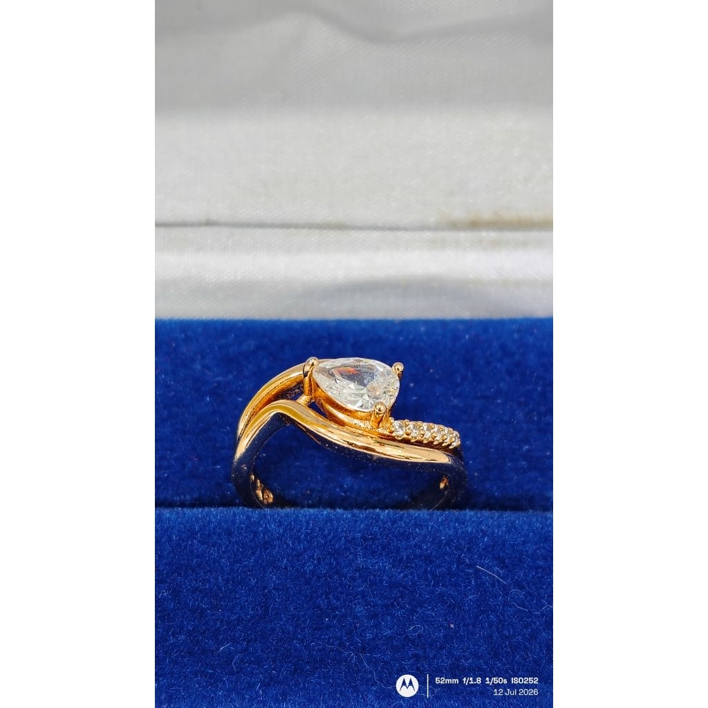 Cincin perak kuning Lapis Emas 1 permata